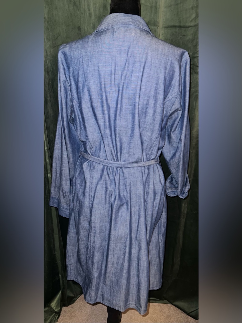 VINTAGE - Old Navy - Blue Belted Button-Front Shirt Dress - Picture 3 of 3